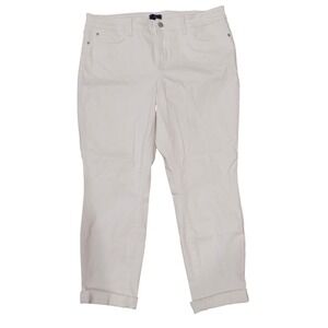 NYDJ Womens White Straight Leg Cuffed Denim Jeans Size 16 Stretch Cotton Pants